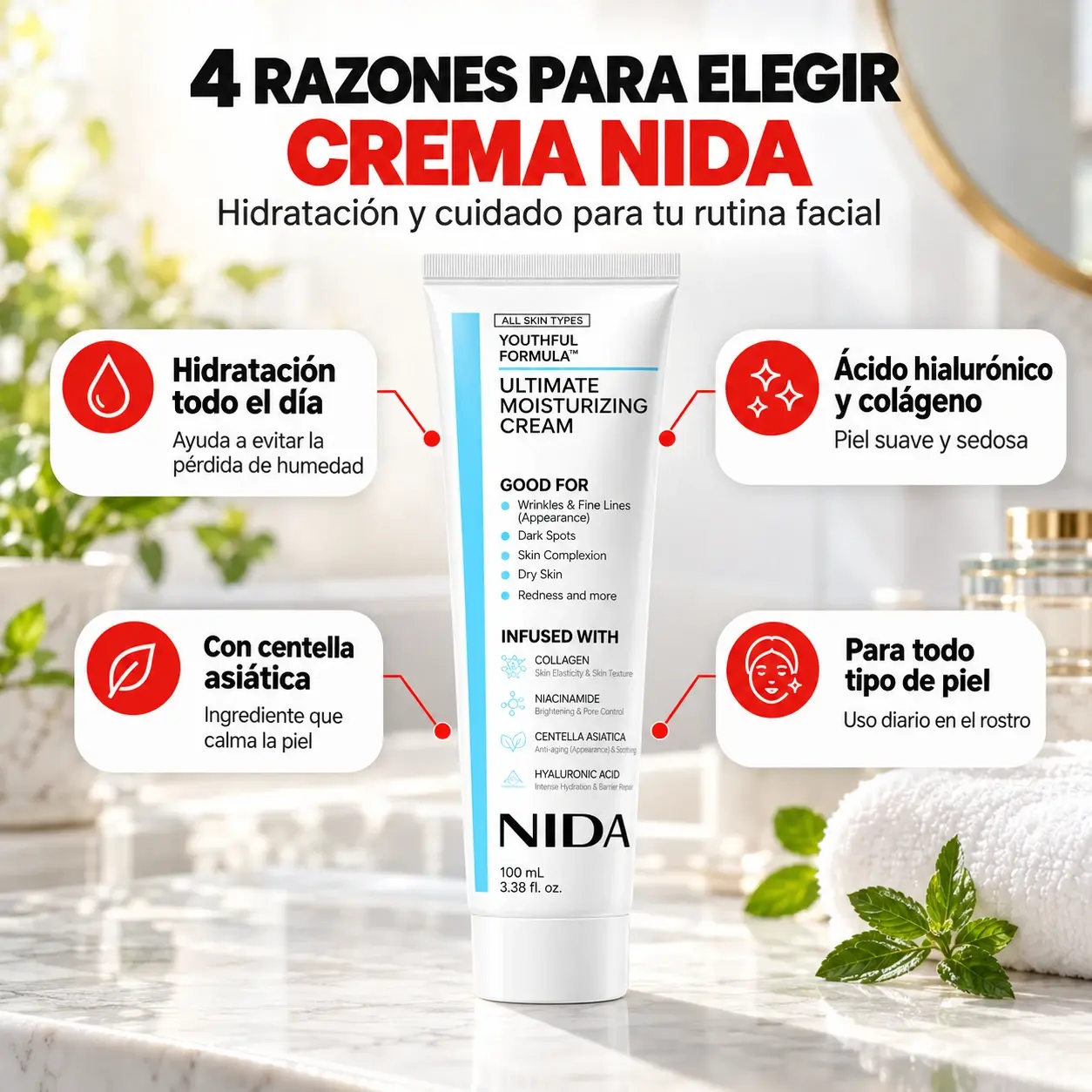 Crema Facial NIDA | Hidratante 100 ml