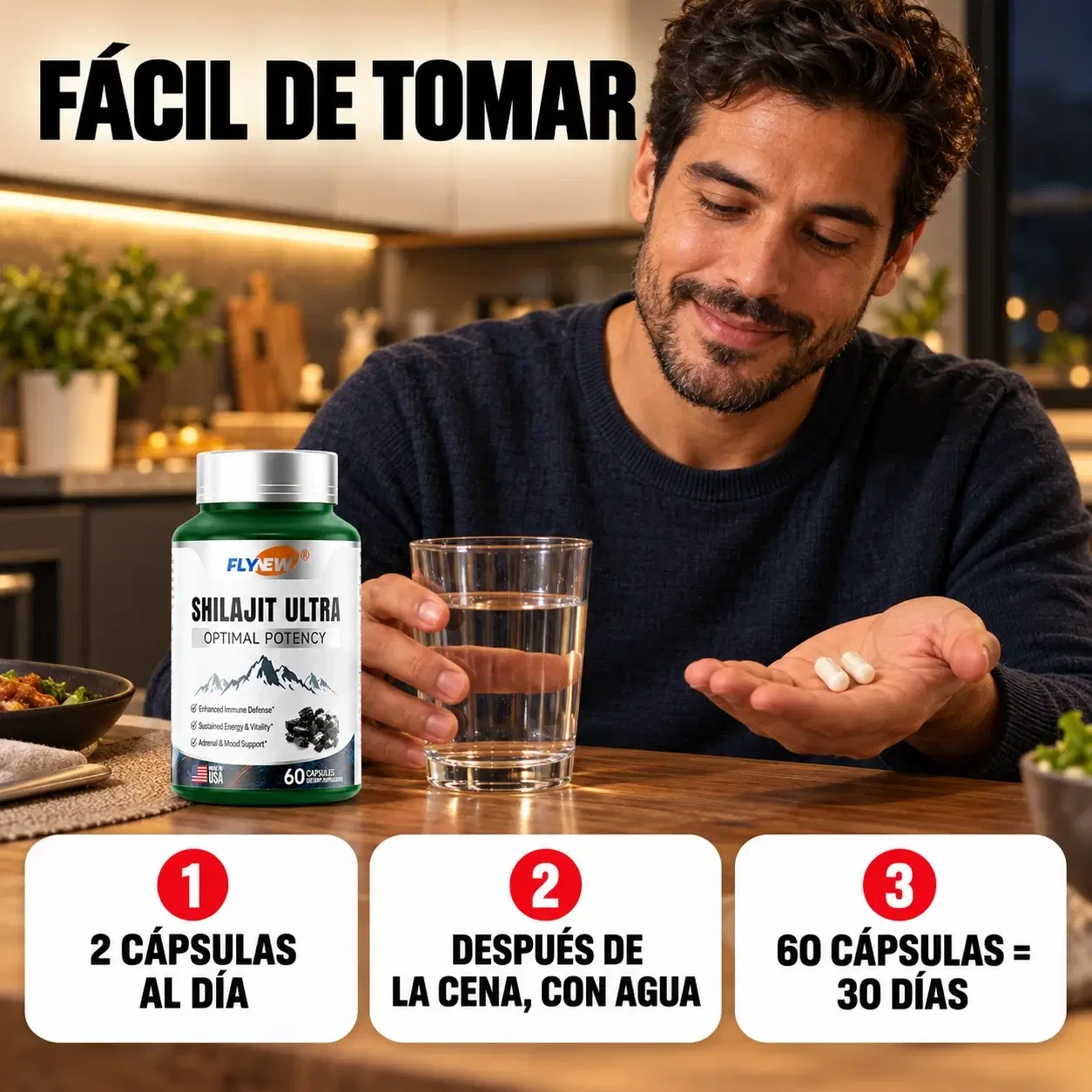 Shilajit Ultra Flynew | 60 cápsulas